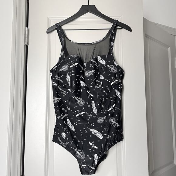 Torrid Harry Potter Swimsuit Spells Flying Keys Alohomora Bathing Suit One Piece - Picture 4 of 14